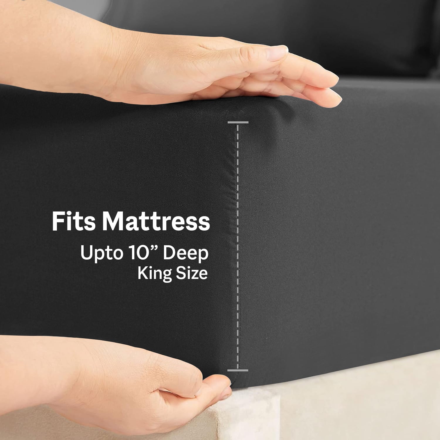 King Size Fitted Bed Sheet with Pillow Covers - Black