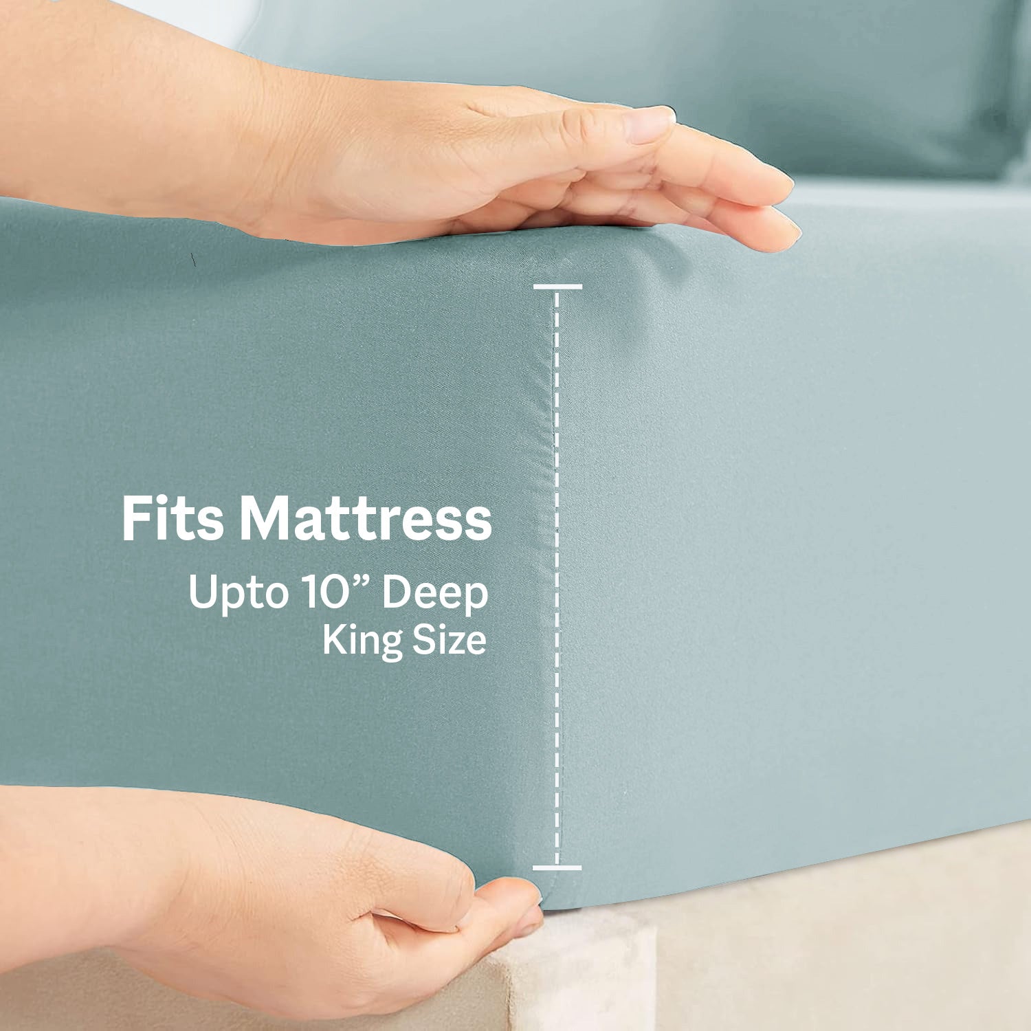 King Size Fitted Bed Sheet with Pillow Covers - Light Blue