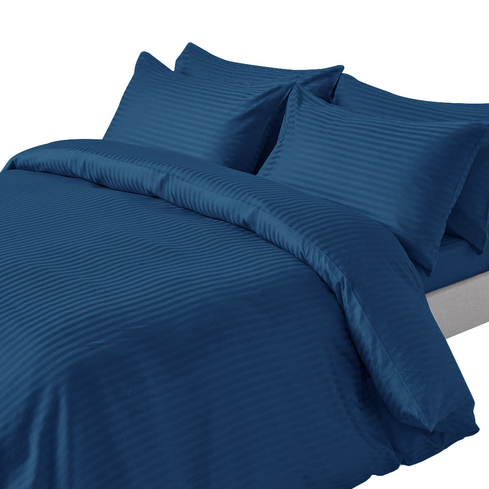 6Pcs Satin Stripes Duvet Cover Set - Zinc