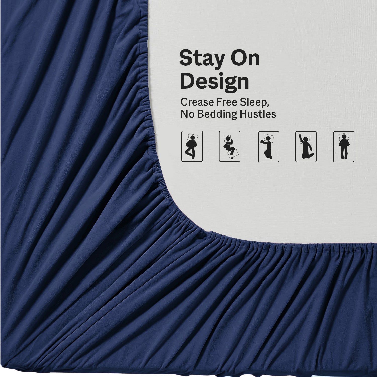 King Size Fitted Bed Sheet with Pillow Covers - Navy Blue