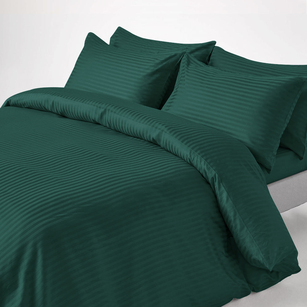 6Pcs Satin Stripes Duvet Cover Set - Green