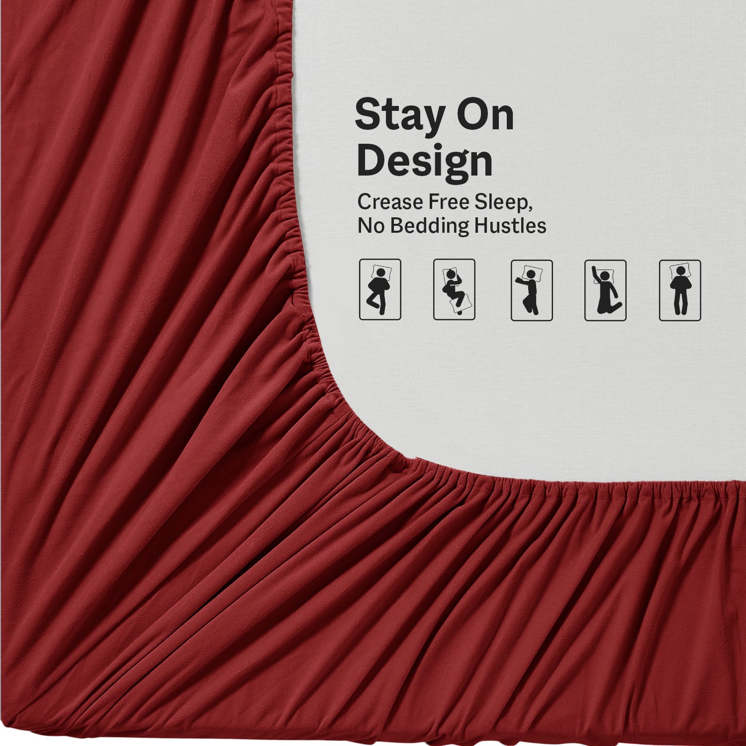 King Size Fitted Bed Sheet with Pillow Covers - Red