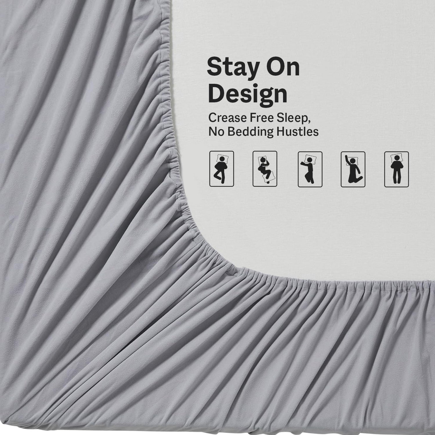 King Size Fitted Bed Sheet with Pillow Covers - Grey