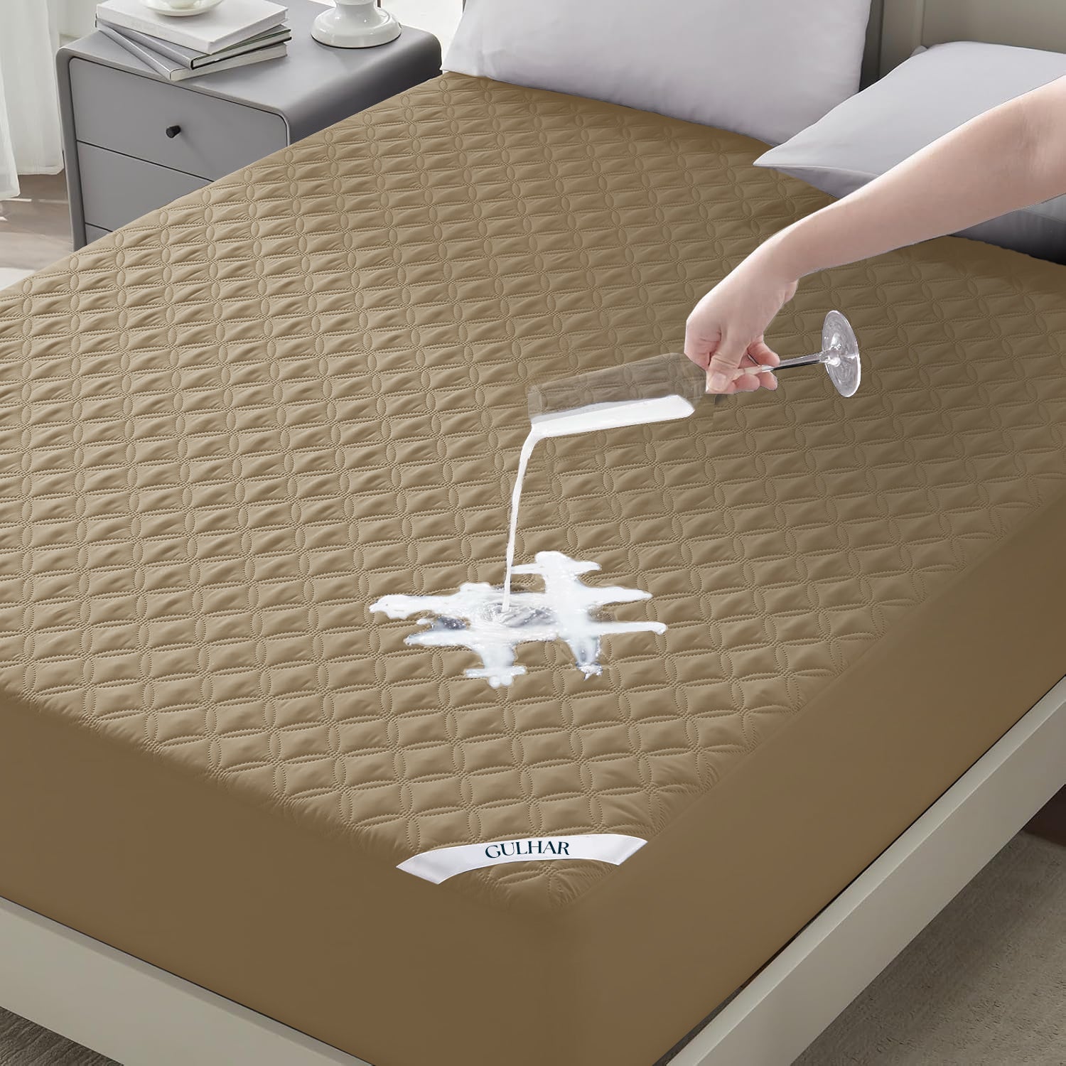 Waterproof Mattress Protector - King Size (72 x 78 Inch) - Beige
