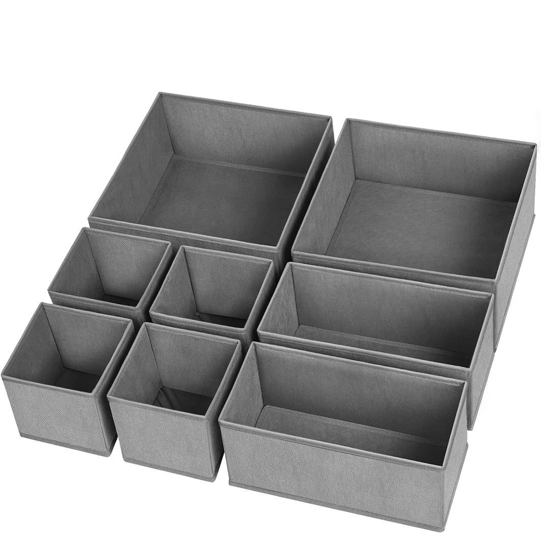 Pack of 8 - Storage Organiser Foldable Closet Organizer  & Storage Dresser Dividers for Clothes Socks & Scarves