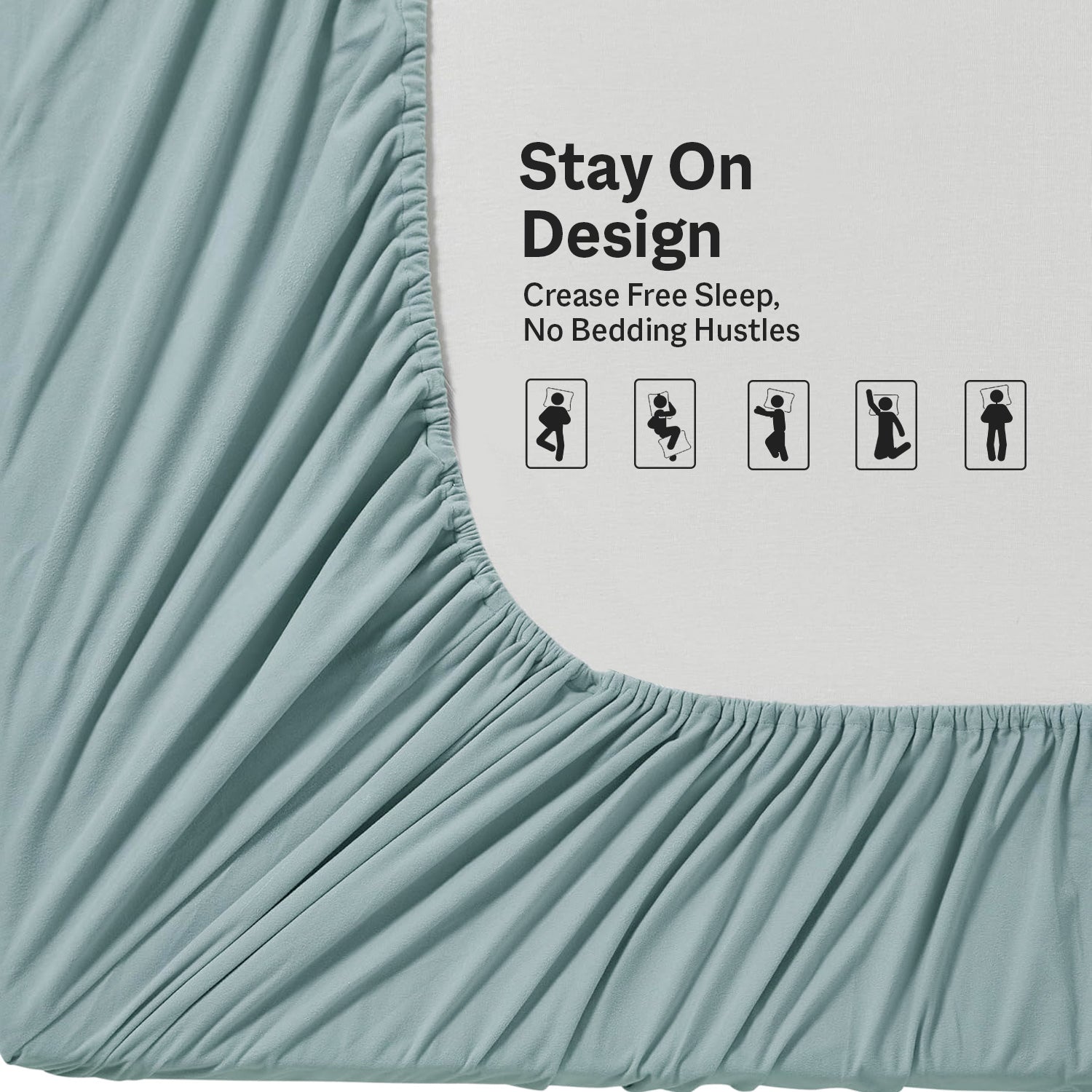 King Size Fitted Bed Sheet with Pillow Covers - Light Blue