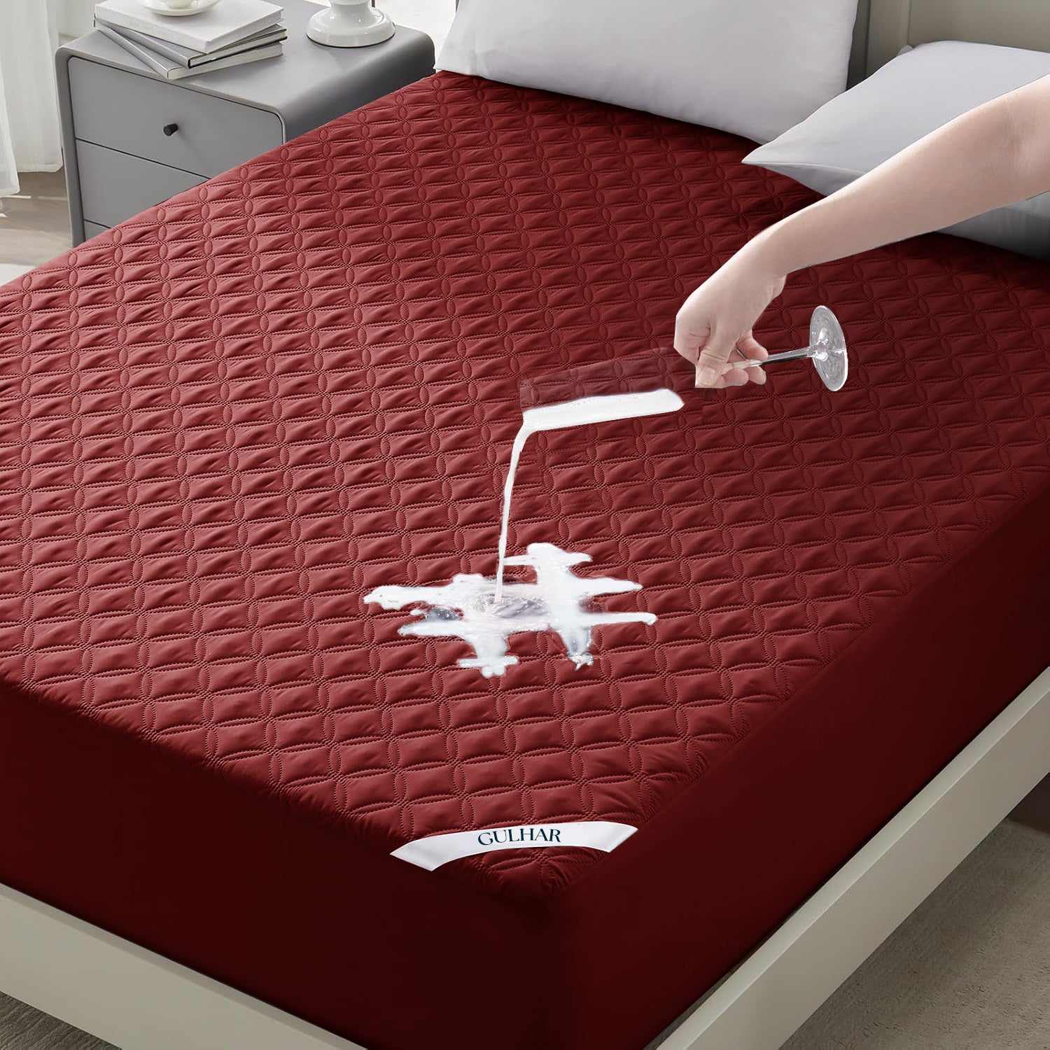 Waterproof Mattress Protector - King Size (72 x 78 Inch) - Maroon