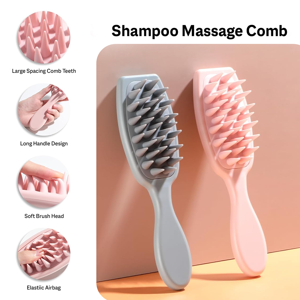 Shampoo Brush with Handle - Hair Scalp Massage Brush for fine Relaxing Bath Experience