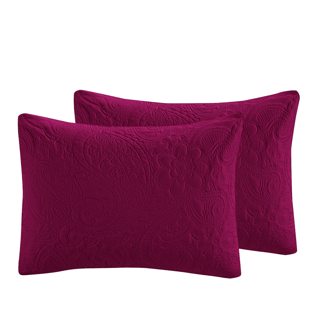 Floral - 3Pcs King Size Summer Quilted Bedspread Set - Purple