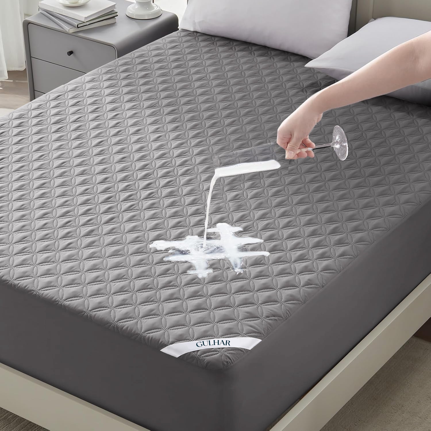 Waterproof Mattress Protector - King Size (72 x 78 Inch) - Silver