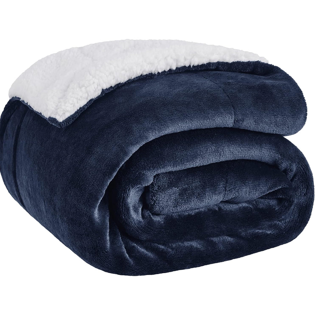 Sherpa Fleece Blanket - Double (220 x 230 cm) - Navy