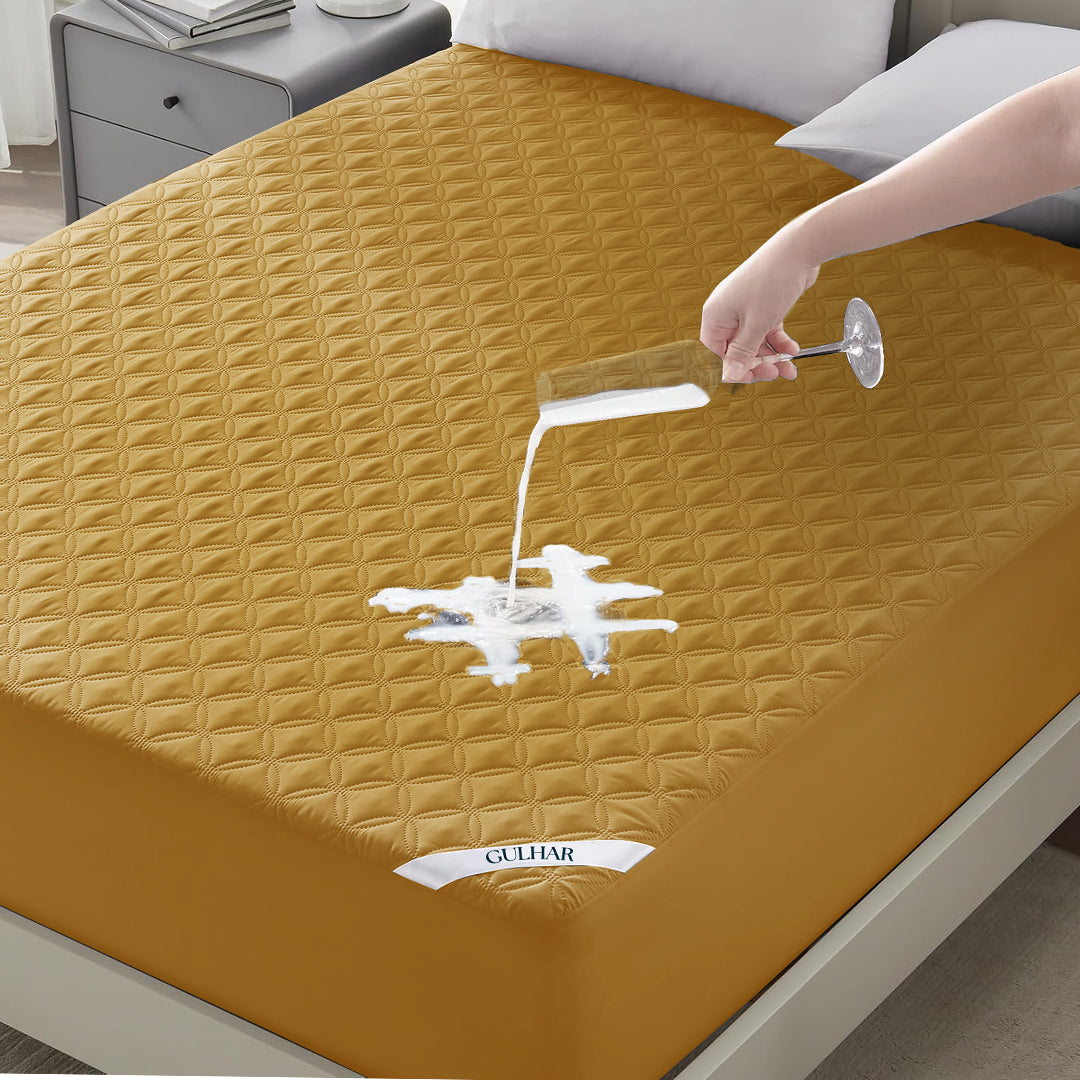 Waterproof Mattress Protector - King Size (72 x 78 Inch) - Mustard
