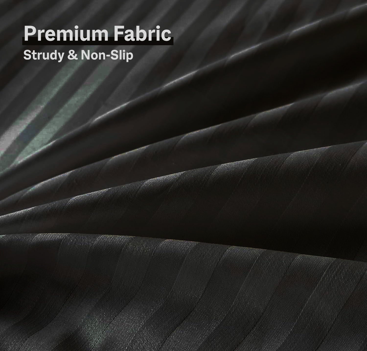 6Pcs Satin Stripes Duvet Cover Set - Black