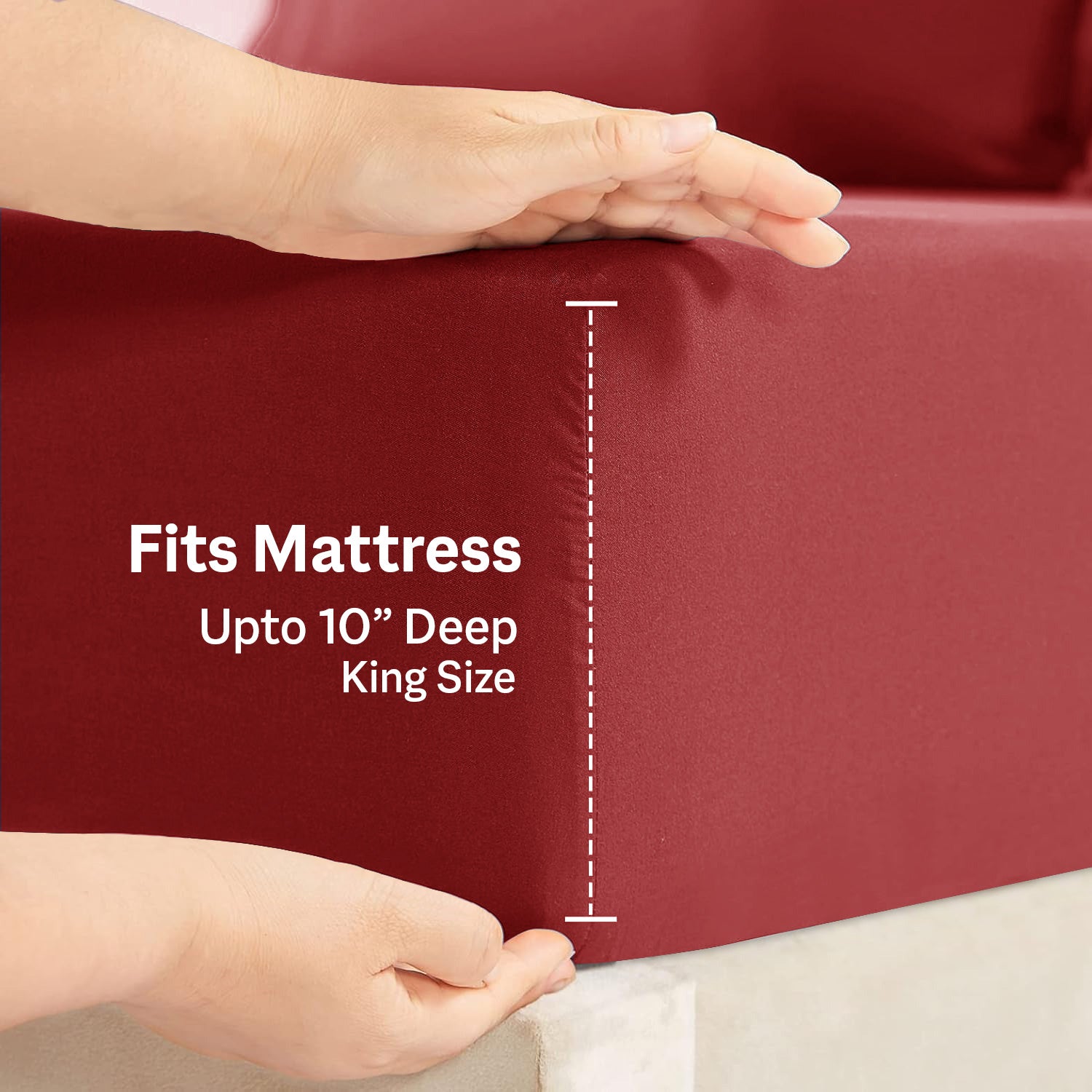 King Size Fitted Bed Sheet with Pillow Covers - Red