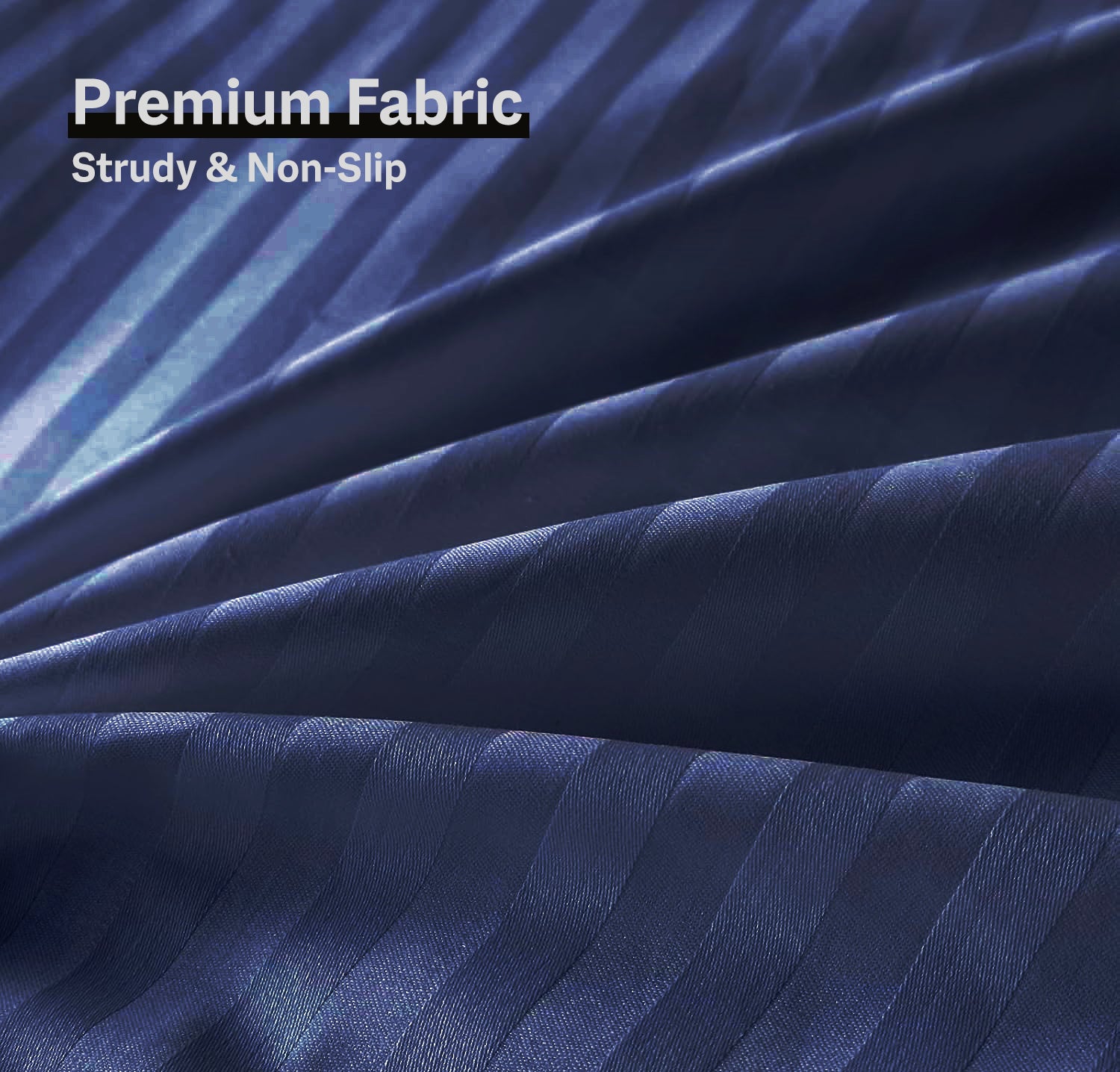 6Pcs Satin Stripes Duvet Cover Set - Navy