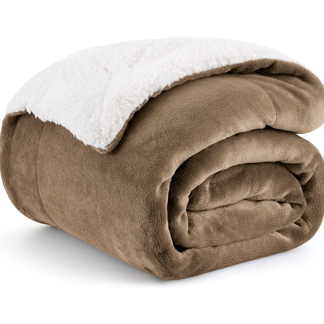 Sherpa Fleece Blanket - Double (220 x 230 cm) - Brown