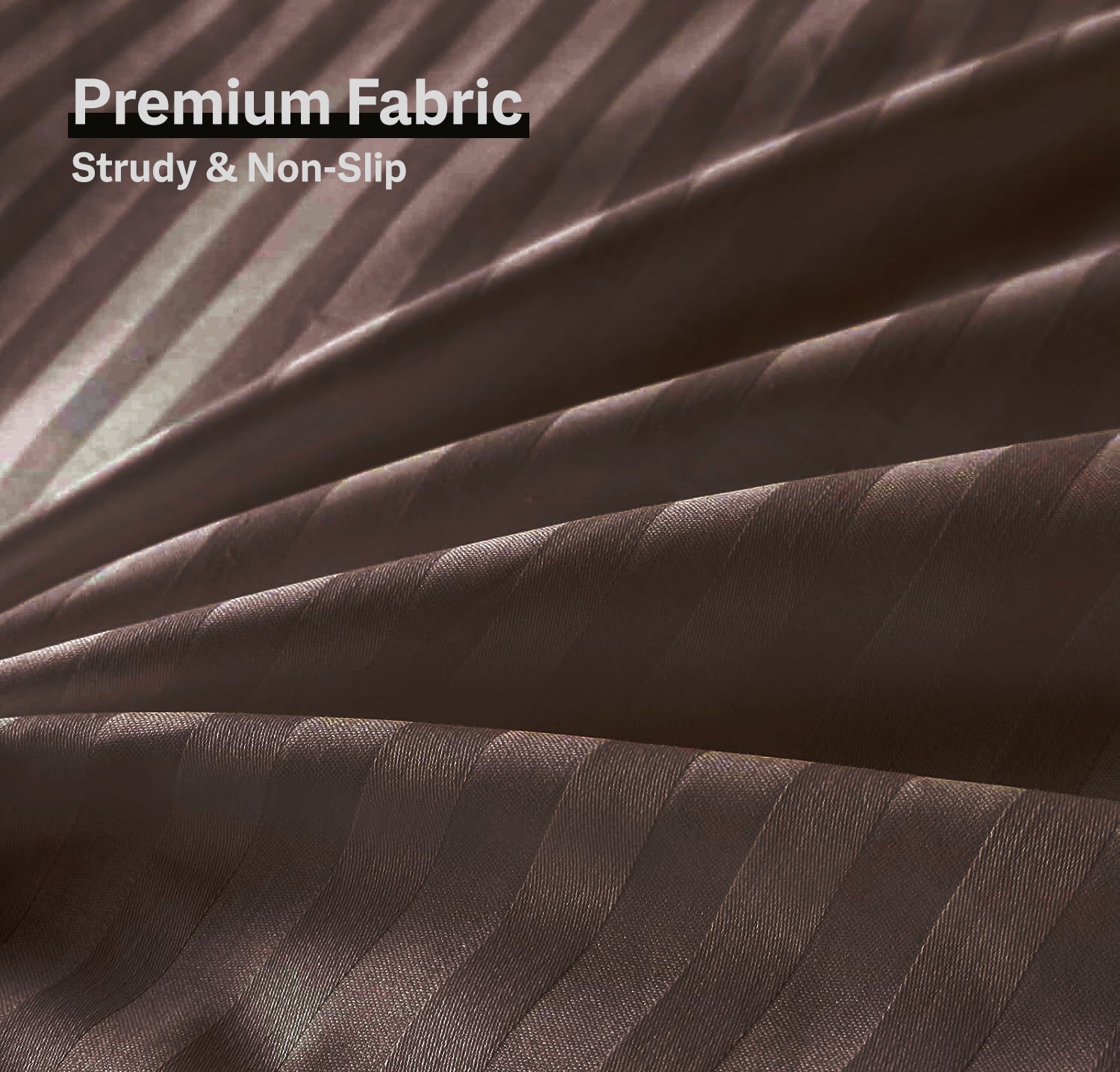 6Pcs Satin Stripes Duvet Cover Set - Brown