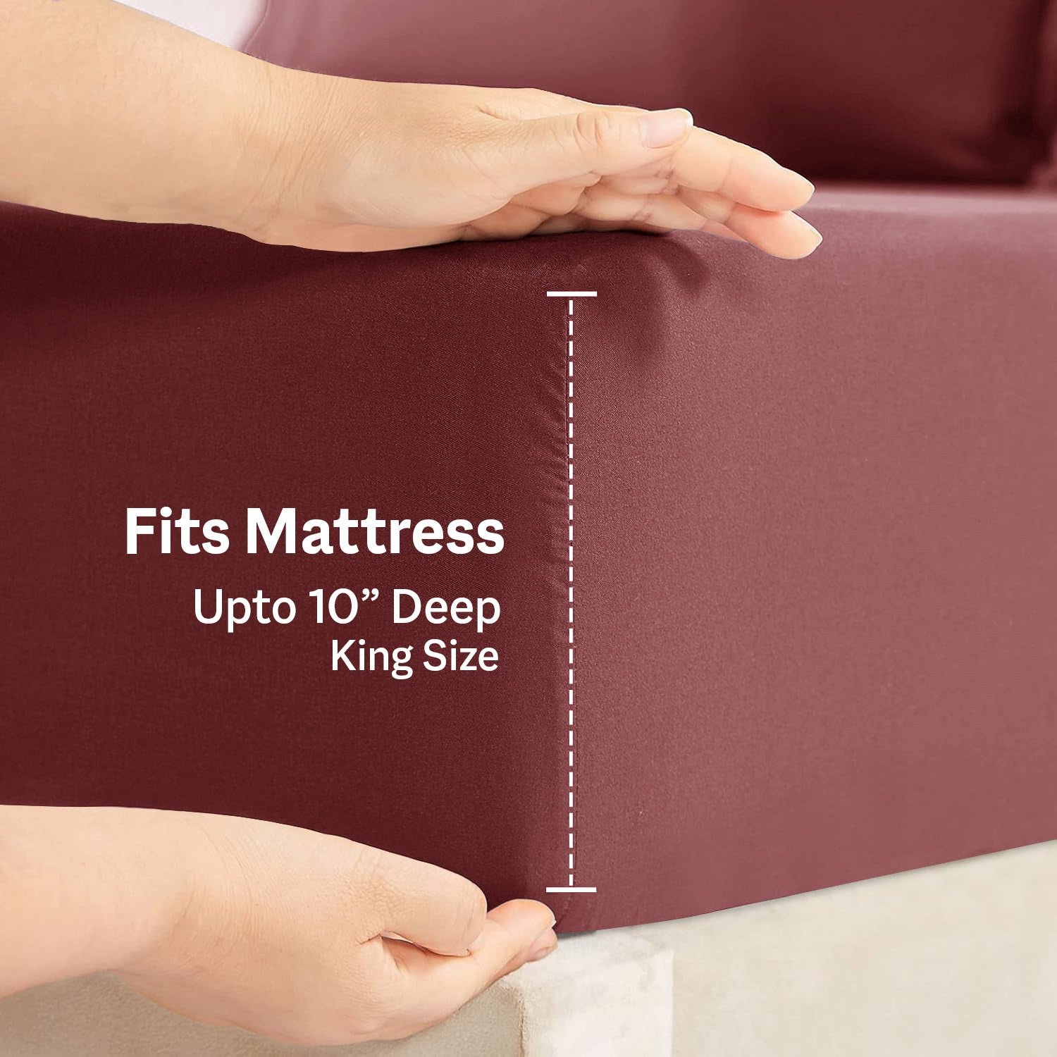 King Size Fitted Bed Sheet with Pillow Covers - Maroon