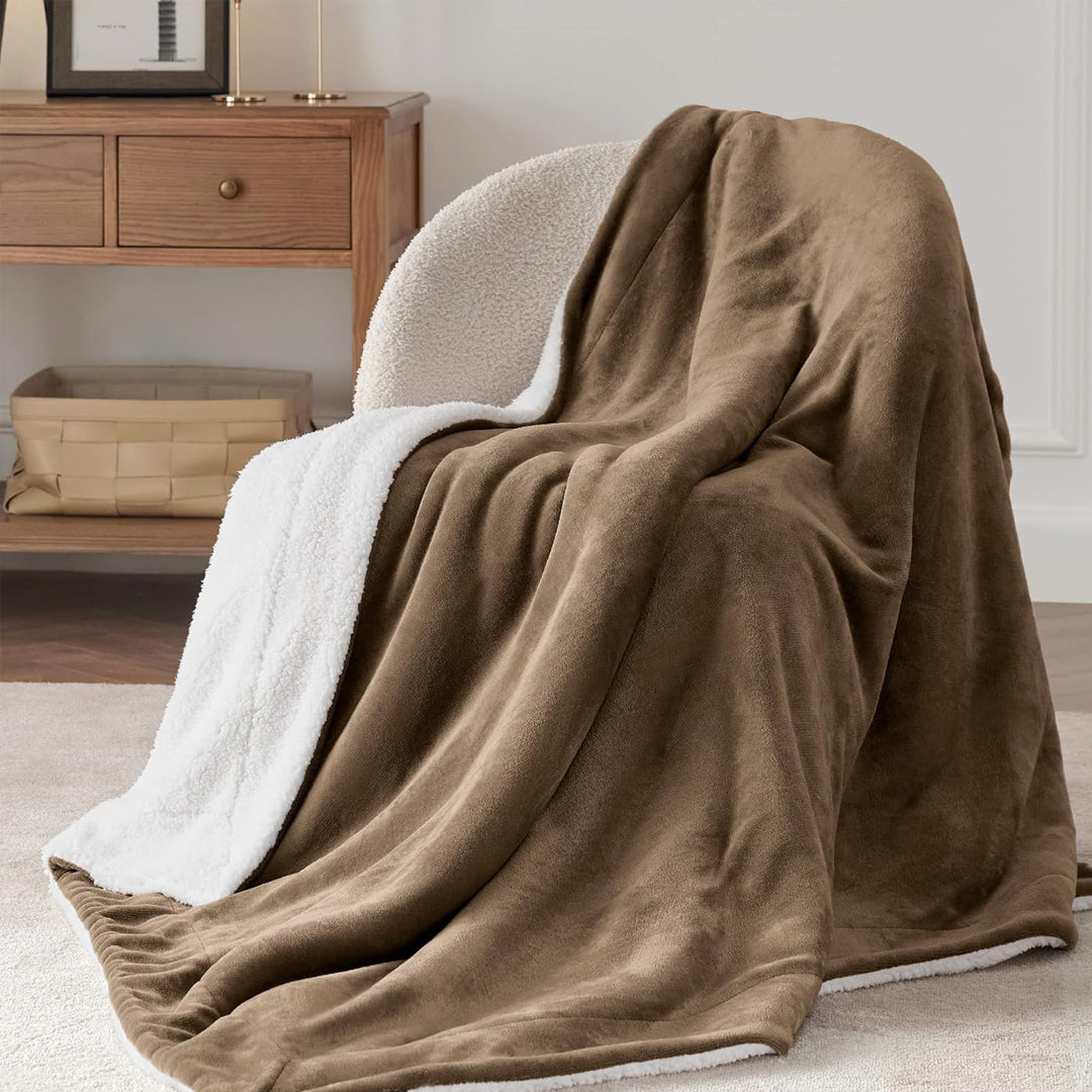 Sherpa Fleece Blanket - Double (220 x 230 cm) - Brown