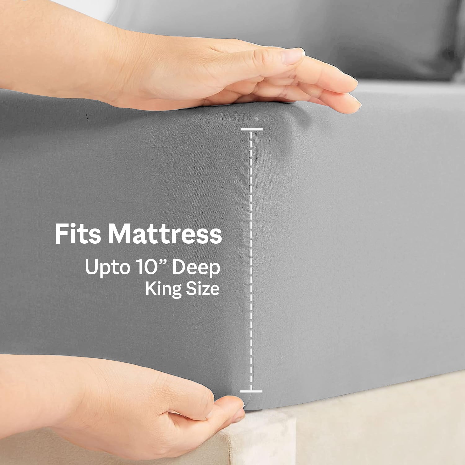 King Size Fitted Bed Sheet with Pillow Covers - Grey