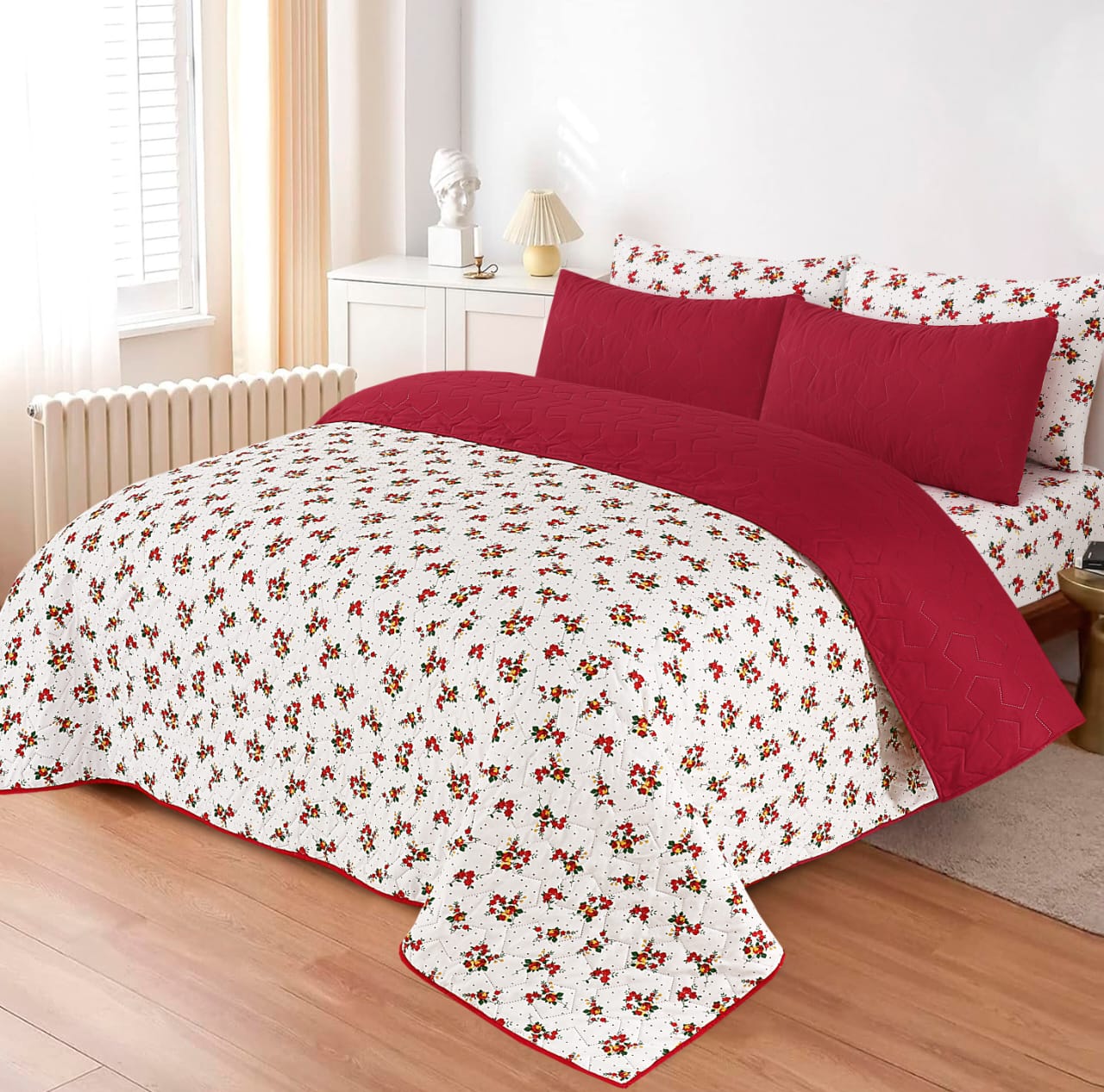 6Pcs Bed Sheet with Comforter & Pillow Cases - King Size - Ditsy Floral
